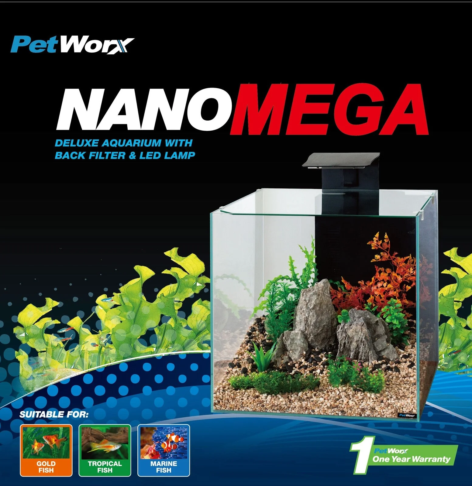 Petworx Nano Mega 90L Aquarium (45cm cube)